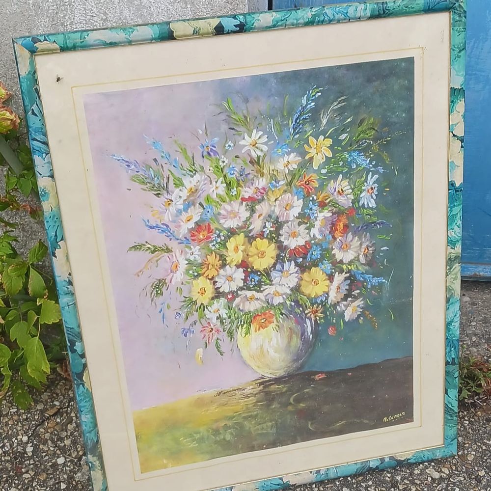 TABLEAU FLORAL PEINT &Agrave; LA MAIN de 53 &times; 64 CM &agrave; 35 € Décoration