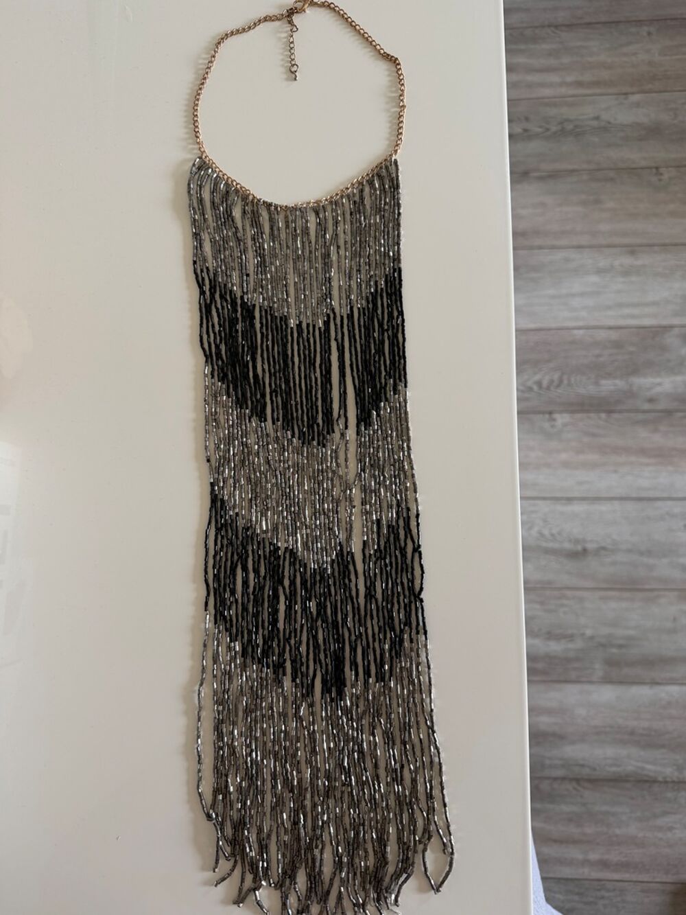 Collier perles noir et argent&eacute; Bijoux et montres