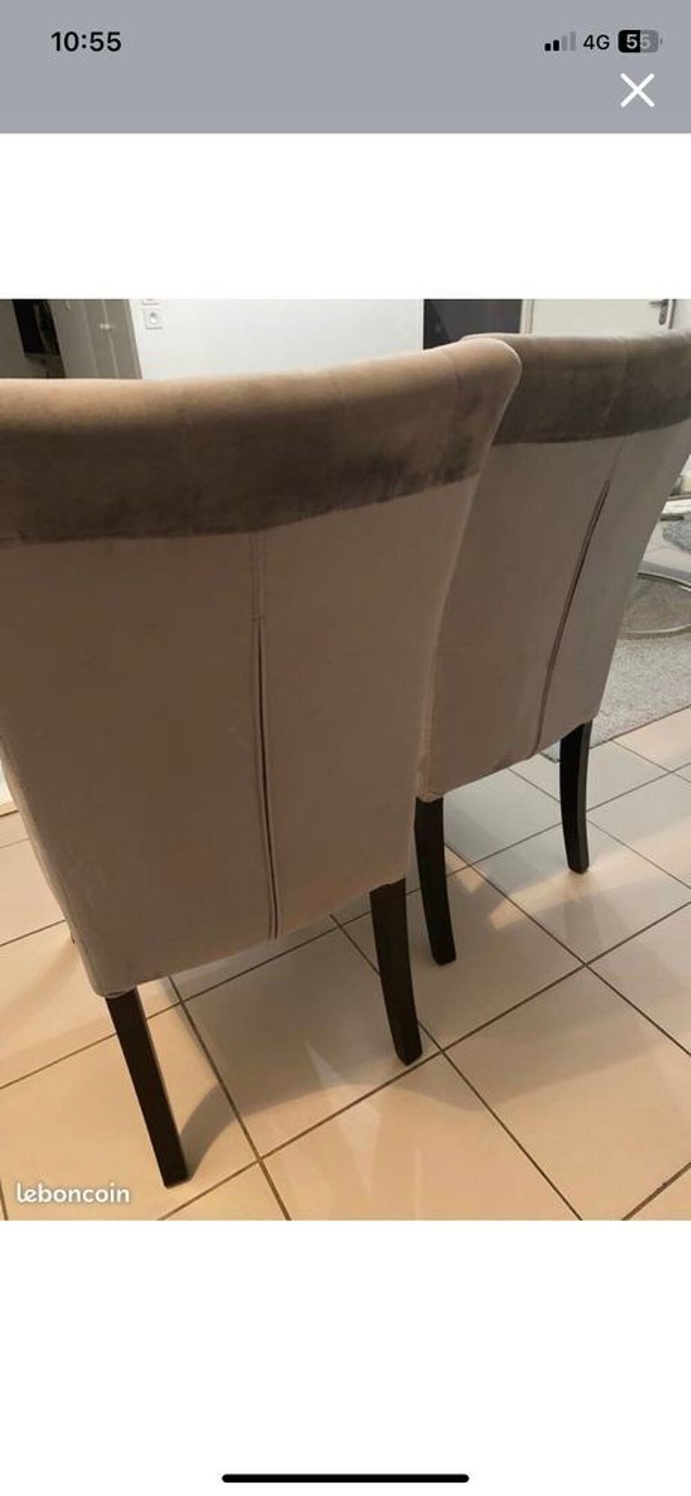 lot de 4 chaises en velours grises Meubles