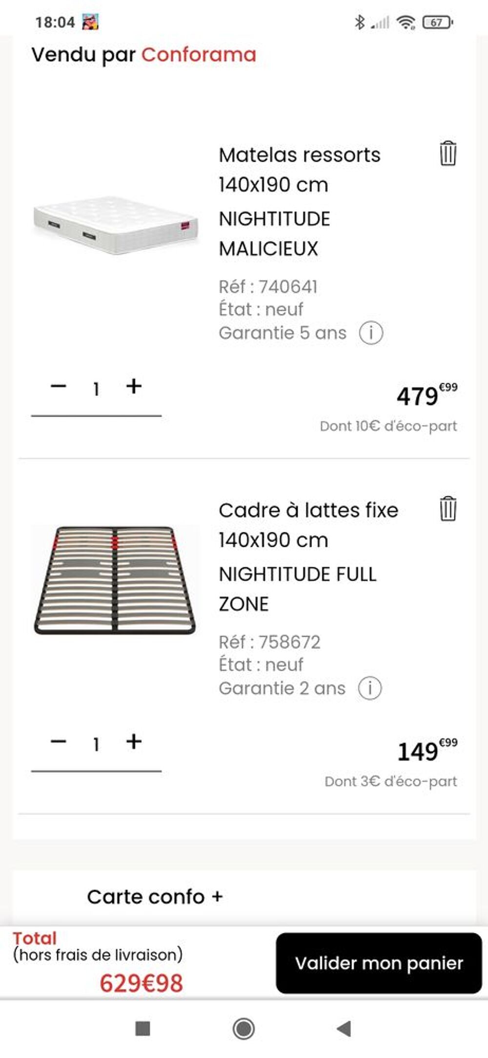 matelas + sommier &agrave; lattes 140x190 NEUFS Meubles
