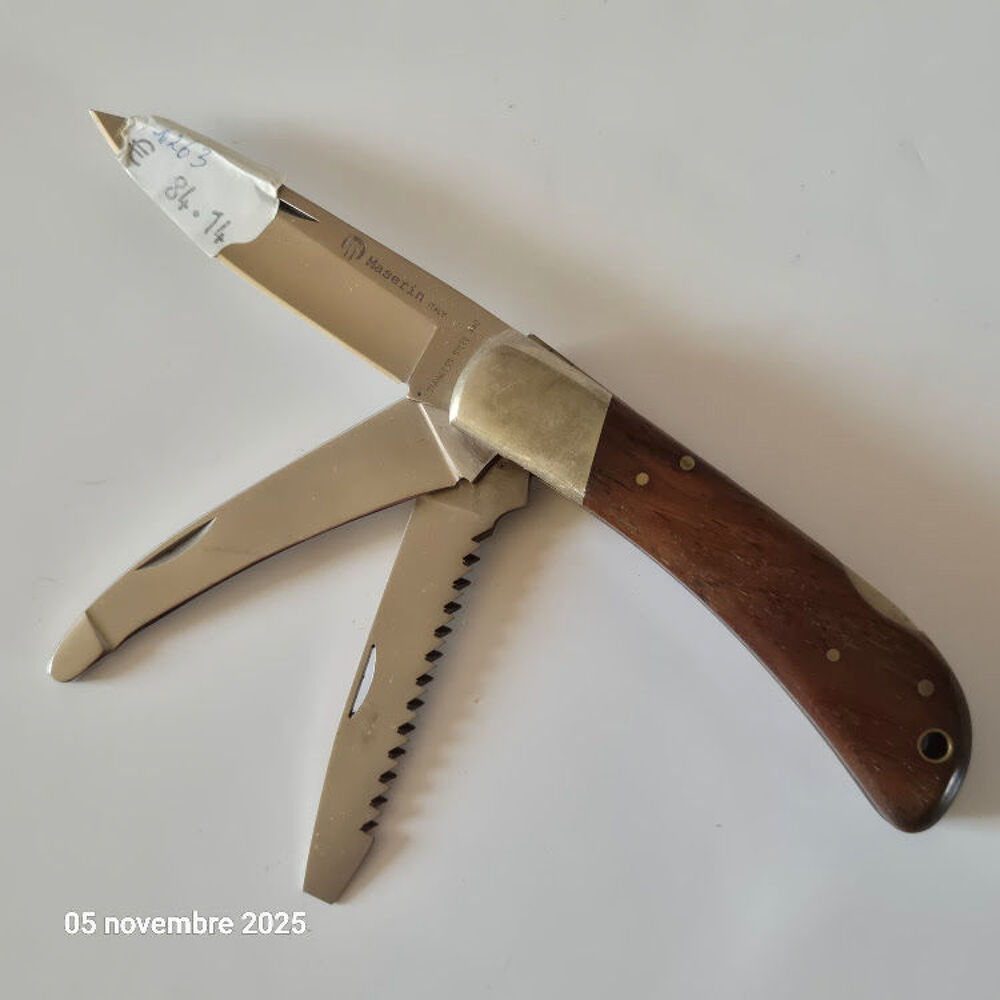 Couteau Maserin pliant &agrave; 3 lames, lame, scie avec tournevis Sports