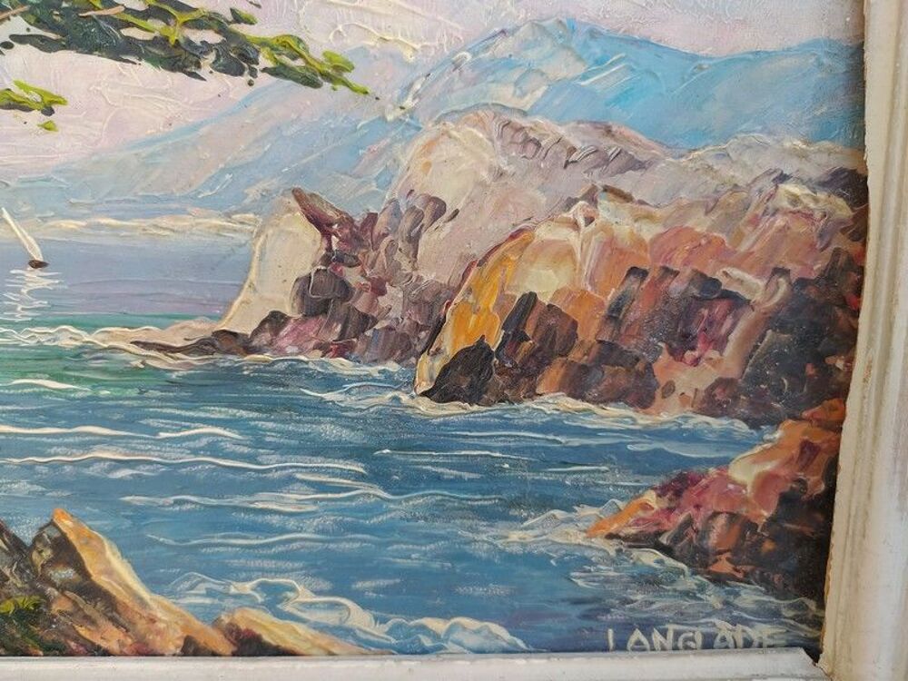 Tableau Paysage Marin Mer M&eacute;diterran&eacute;e Sign&eacute; Langlade 
