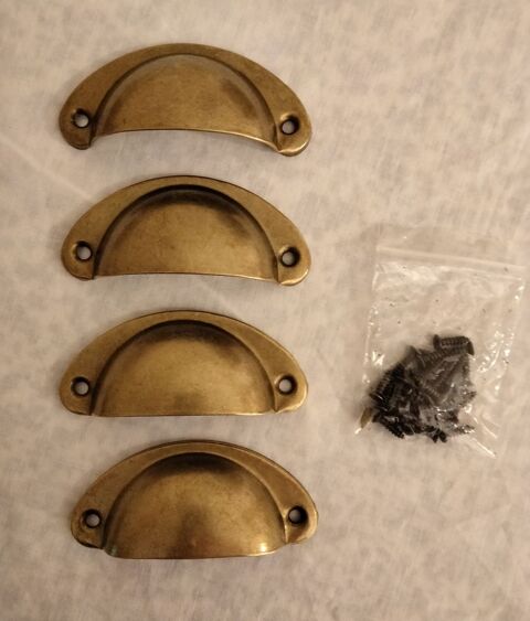 4 poign�es coquille acier laitonn�. 12 Vierzon (18)