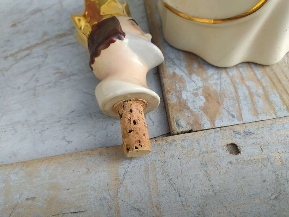 Bouteille Sujet Roi de Coeur Flacon Liqueur Porcelaine Décoration