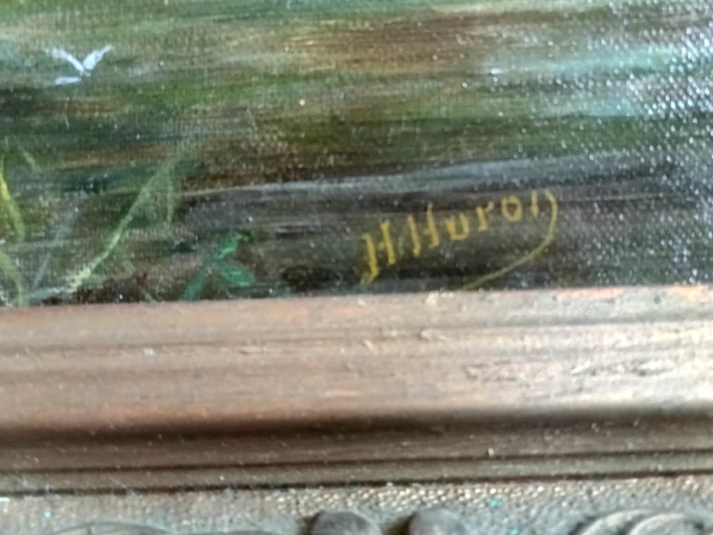 ,Paires de tableaux , peinture sur toile sign&eacute; H Huron Décoration