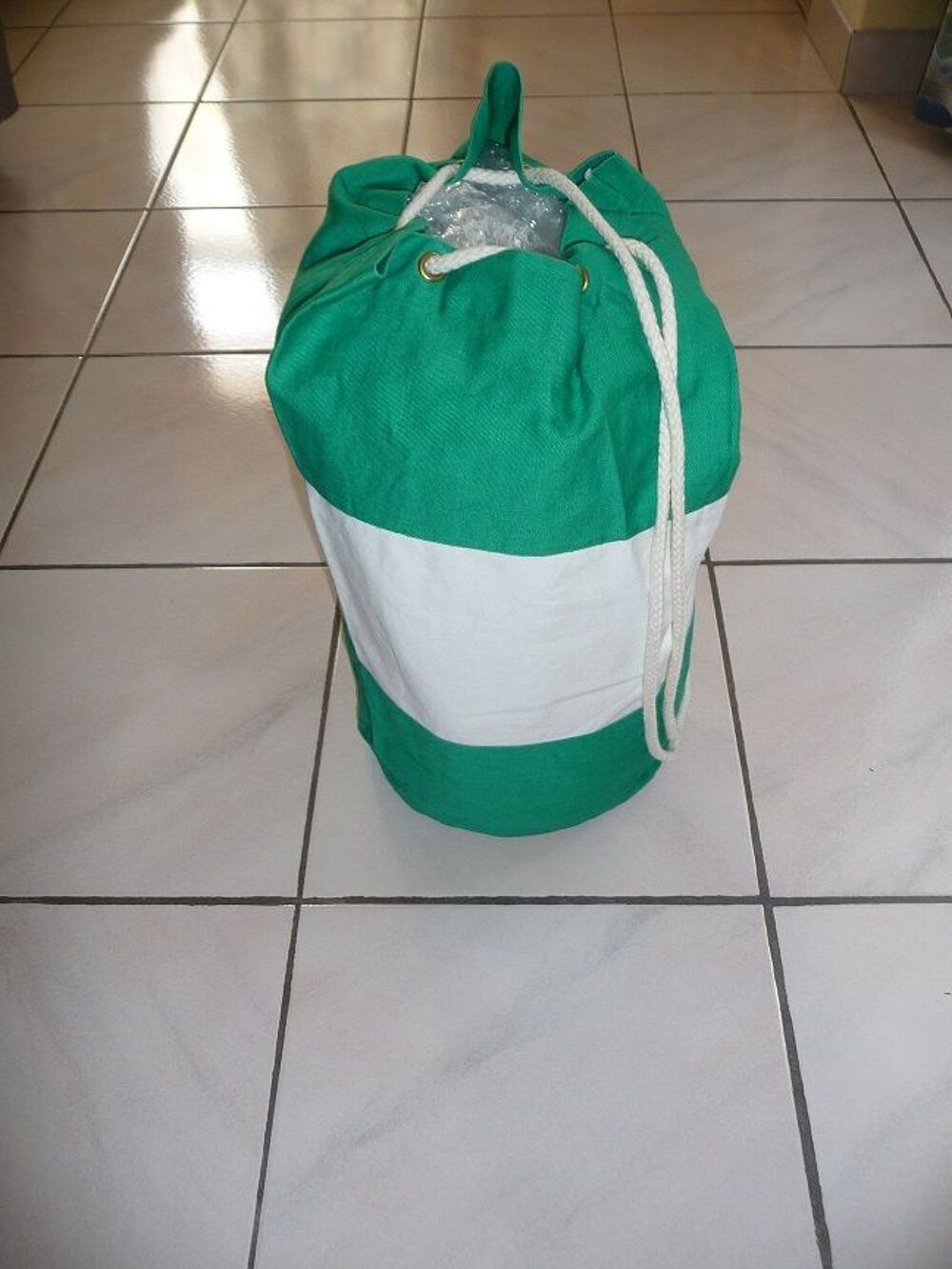 Sac Marin Vert &amp; Blanc - NEUF Maroquinerie