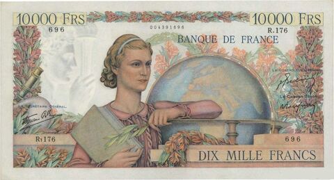  F 50  RARE   lot  de   2 BILLETS  10 000 F GÉNIE  FR 910 Raismes (59)