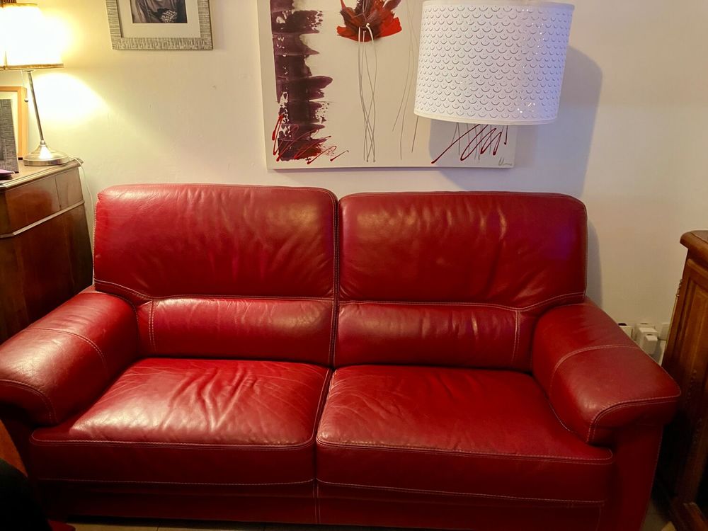 Tr&egrave;s beau canap&eacute; cuir rouge
Excellent &eacute;tat
Longueur 192 cm
Meubles