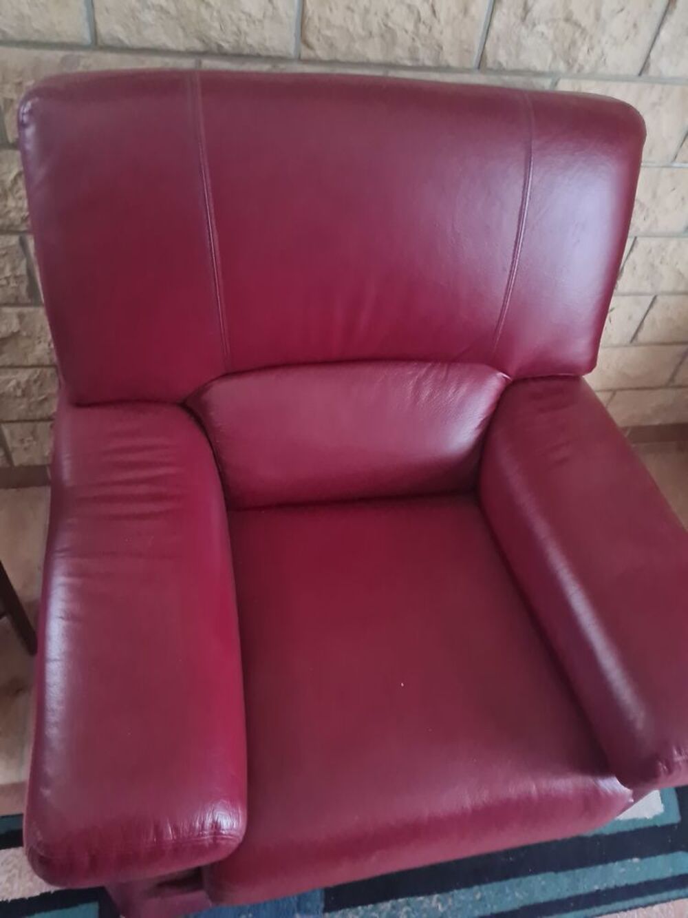 Ensemble fauteuils 3 places + 1 place en cuir bordeaux Meubles