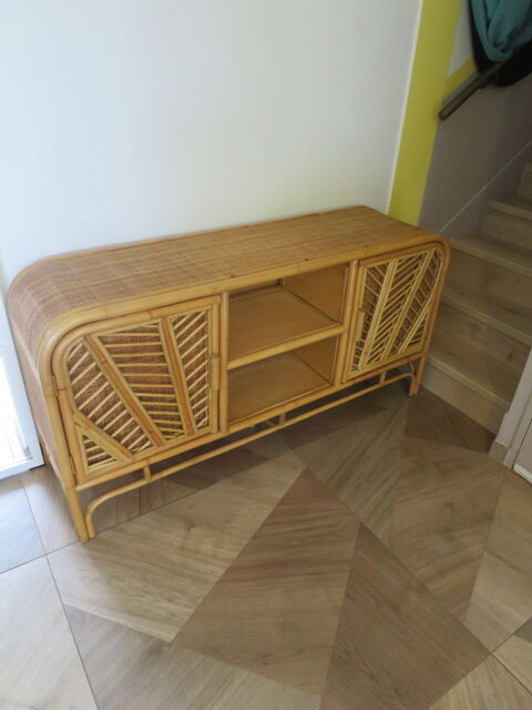 VINTAGE - Buffet bas 2 portes -rotin tressé-bambou -cannage 299 Fondettes (37)