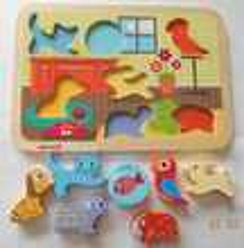 Puzzle encastrement bois 7 animaux JANOD Jeux / jouets