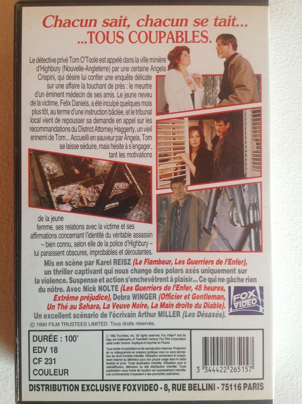 CHACUN SA CHANCE NICK NOLTE &amp; DEBRA WINGER K7 Envoi possible DVD et blu-ray