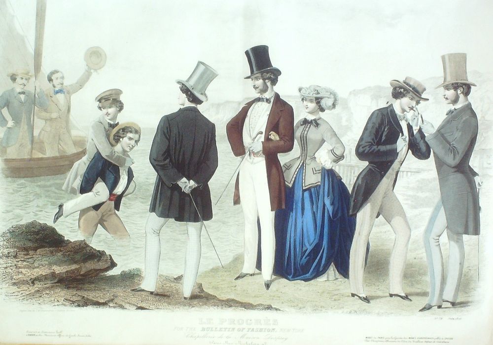 Gravure Mode Le Progres 1856- 6 (Old Fashion plate) Rare Ama 