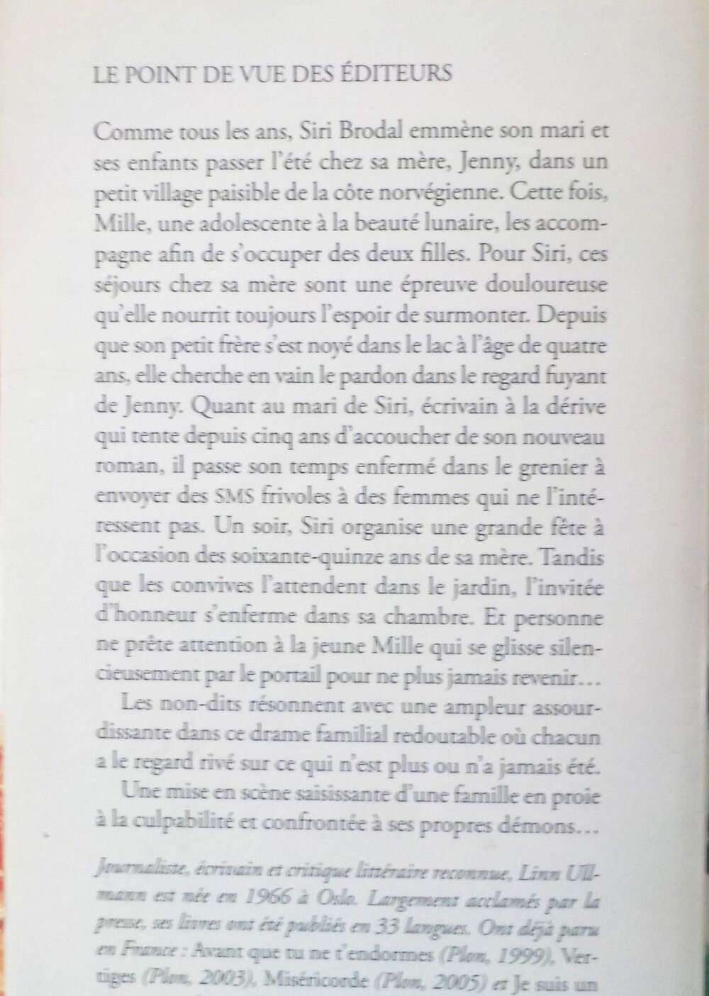 ET MAINTENANT IL NE FAUT PLUS PLEURER de Linn ULLMANN Livres et BD
