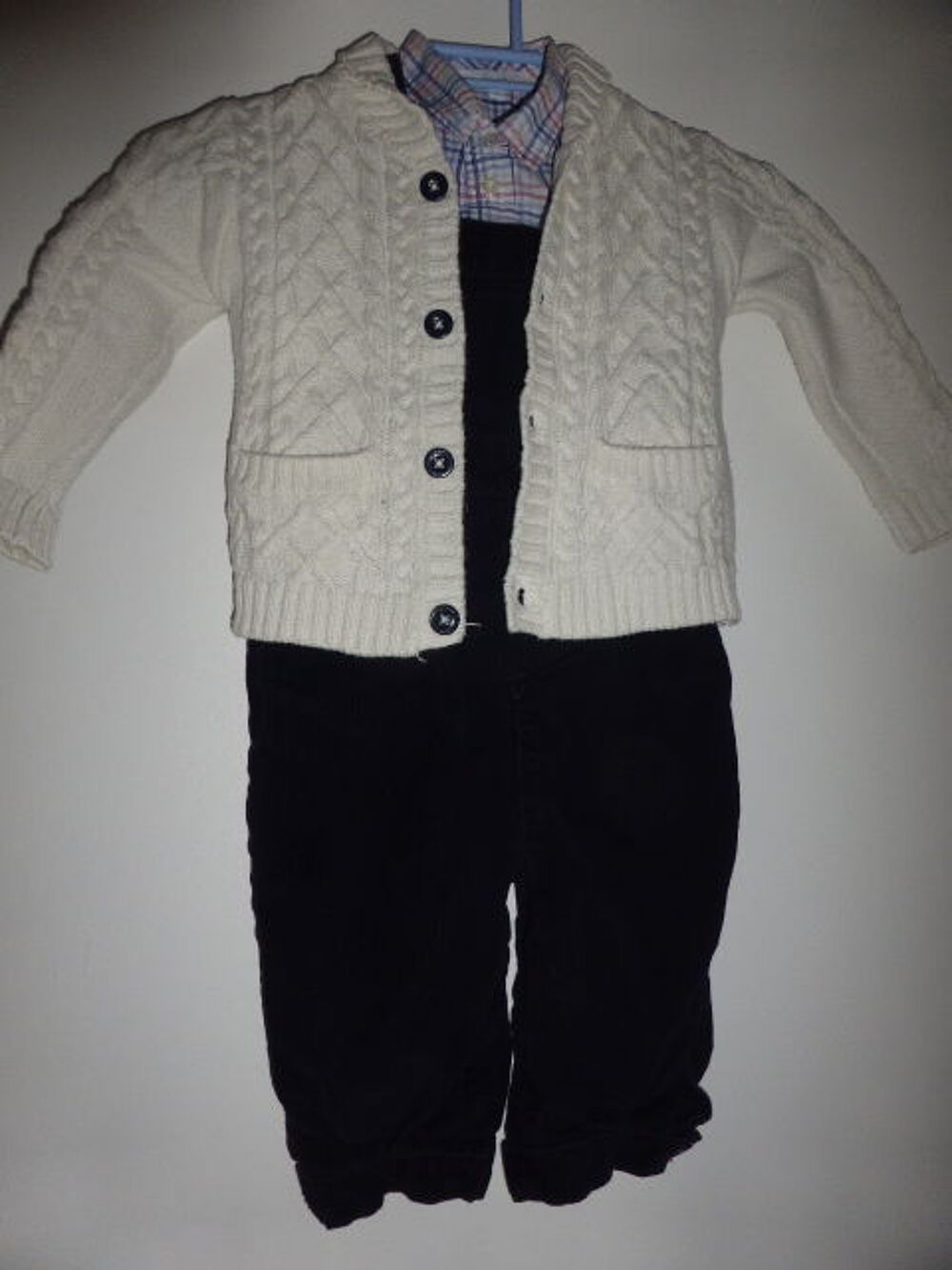 JACADI ensemble salopette chemise cardigan 18 mois Vêtements enfants