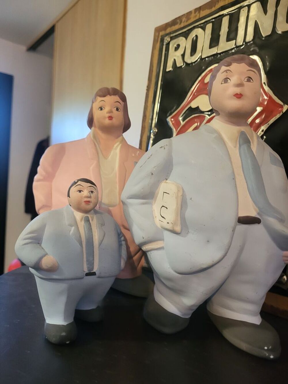 Statue vintage L'Aquilone Italie ? Homme, Femme et Enfant ? 