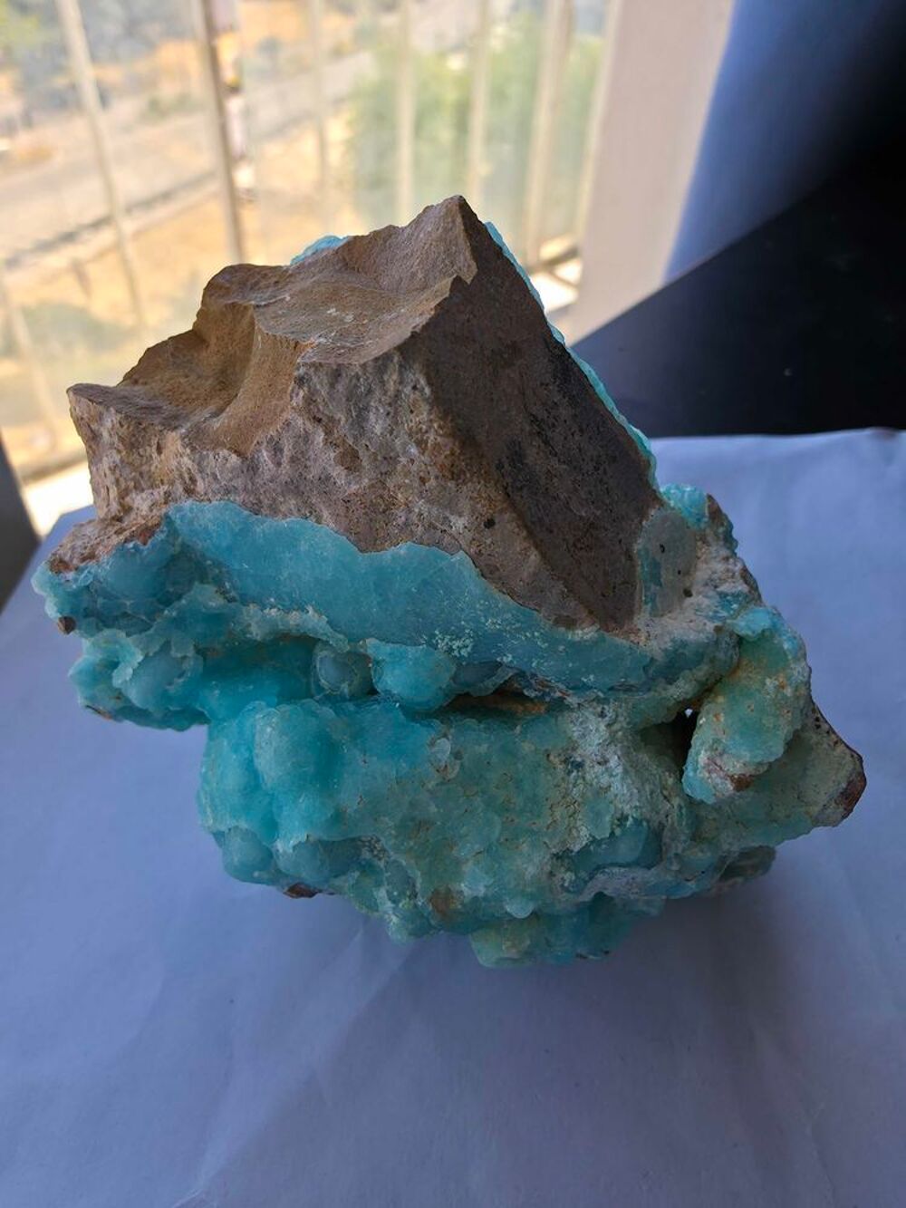 Superbe H&eacute;mimorphite Bleue Turquoise Cristallis&eacute;e-Katanga RDC-496g 