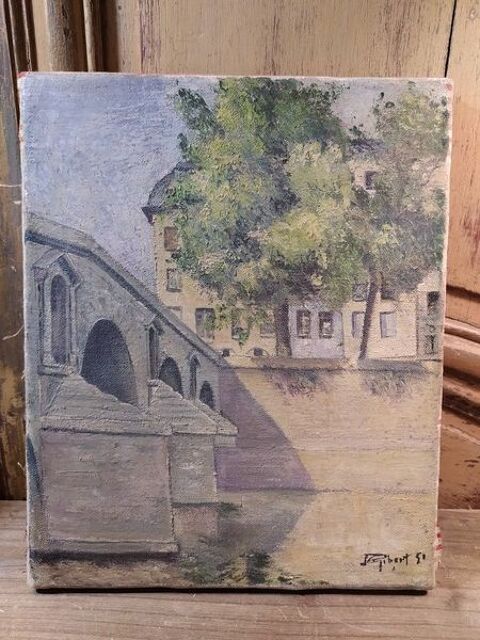 Petit Tableau Vue Pont Marie à Paris Signé P. Gibert 1950 75 Loches (37)