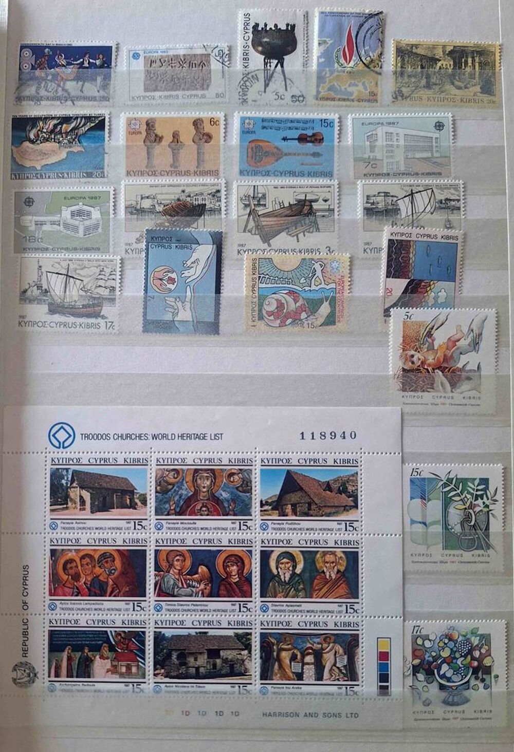S&eacute;rie de timbres de collection de Chypre 