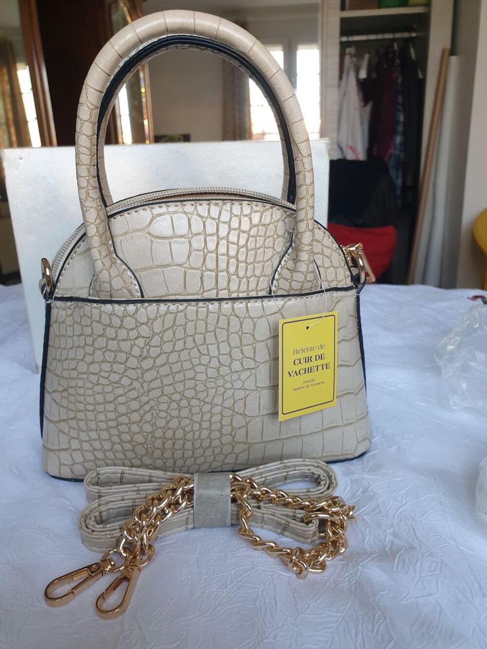 Petit sac &agrave; main beige Maroquinerie