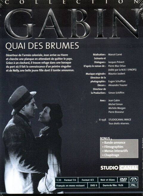QUAI DES BRUMES format DVD  synopsis en photo 1 Pontoise (95)