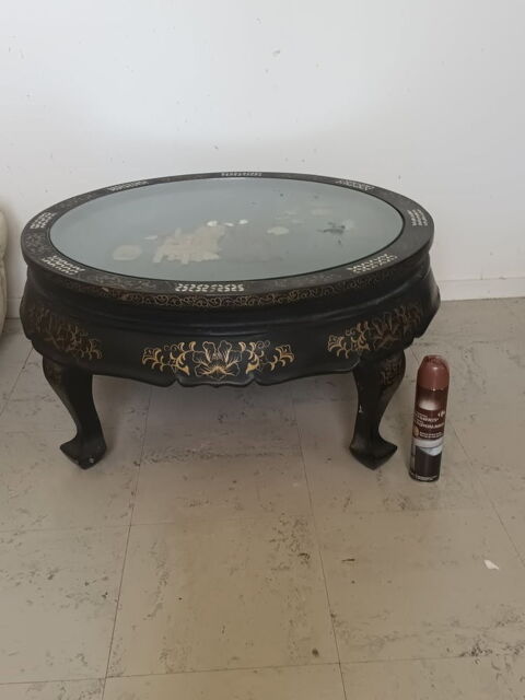 Table basse ronde noir et décor chinois 200 Évreux (27)