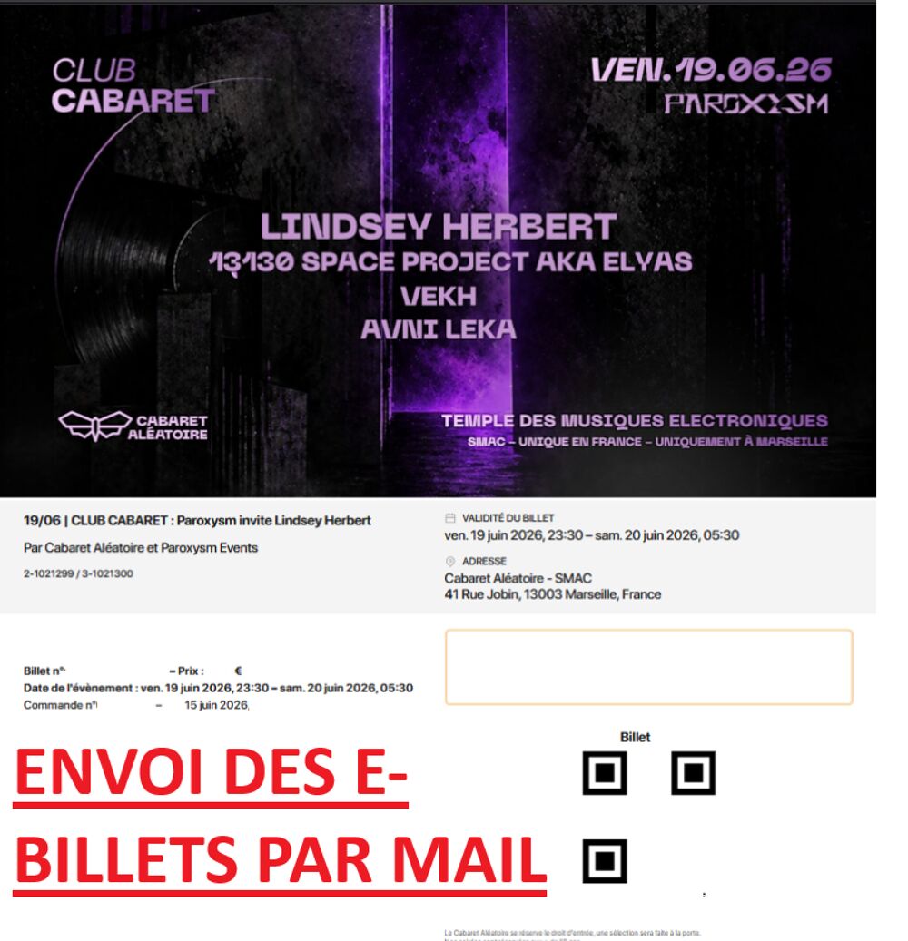 2 places concert Lindsey Herbert vendredi soir &agrave; Marseille Billetterie