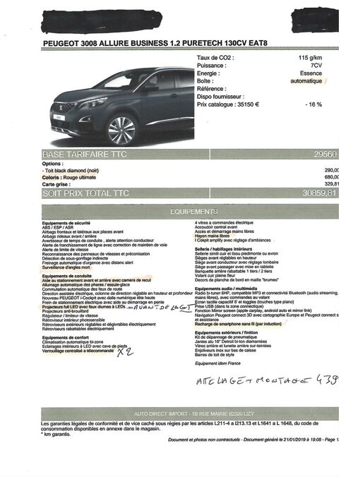 Peugeot 3008 Puretech 130ch S&S EAT8 Active 2019 occasion Achères-la-Forêt 77760