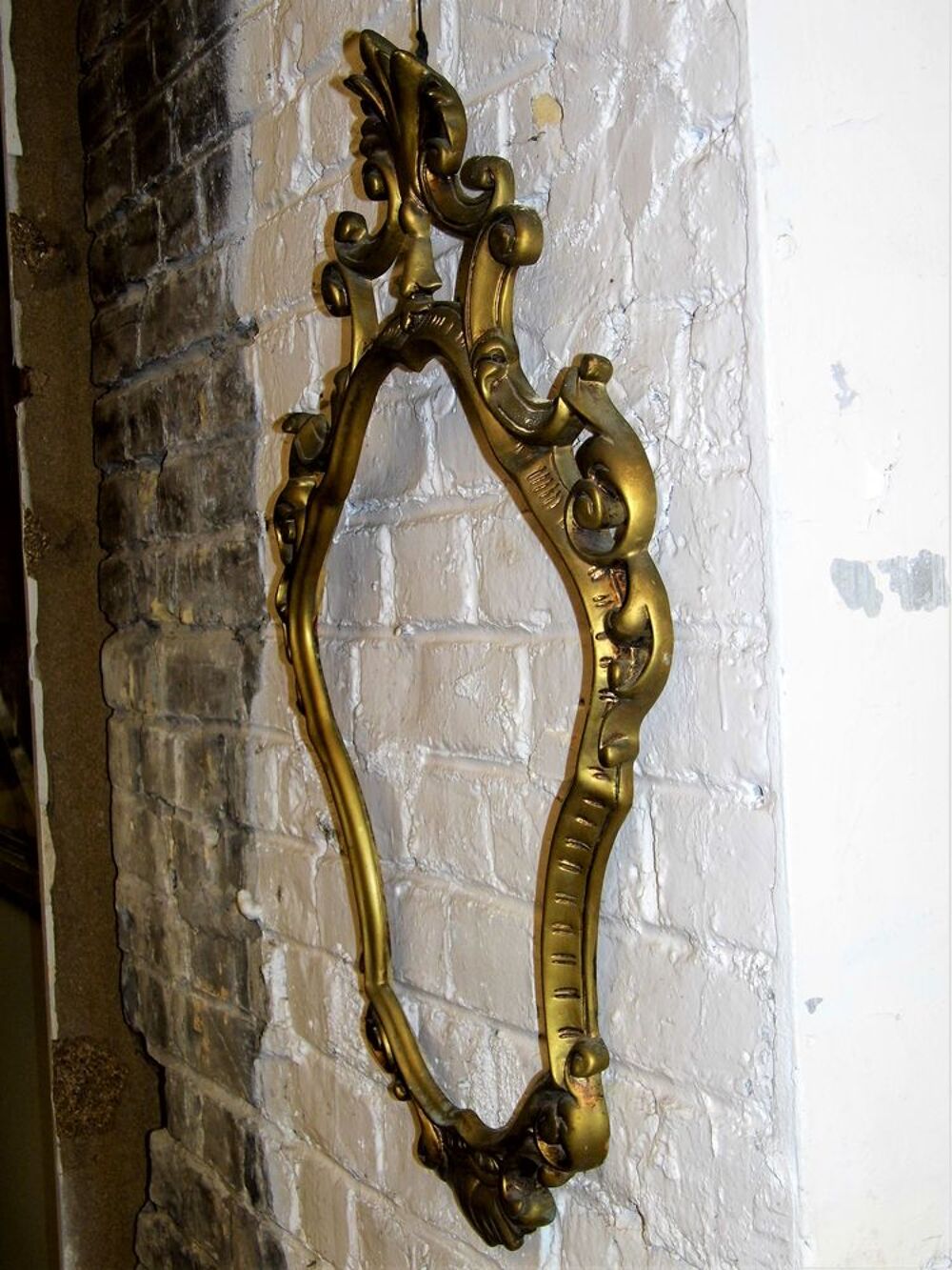 Ancien grand cadre de miroir baroque 75 x 46 cm glace vintage Décoration