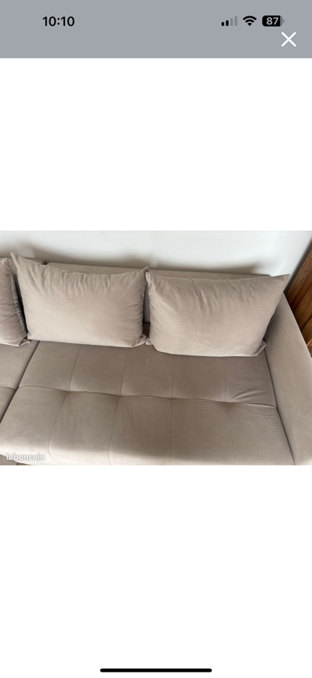 Canap&eacute; d'angle en velours taupe convertible et r&eacute;versible Meubles