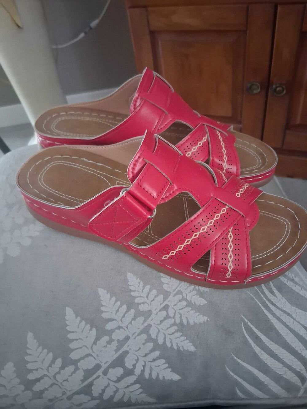 MULES TOUT CUIR ROUGE Chaussures