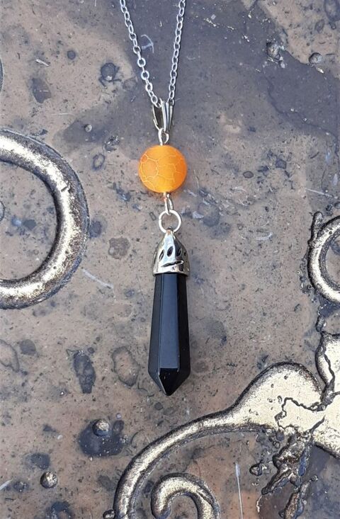 Pendentif Pendule Tourmaline & agate orange givrée  7 La Seyne-sur-Mer (83)