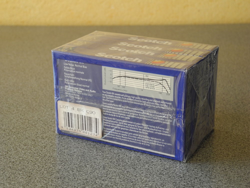 4 Cassettes audio SCOTCH, C90, neuves scell&eacute;s. Audio et hifi
