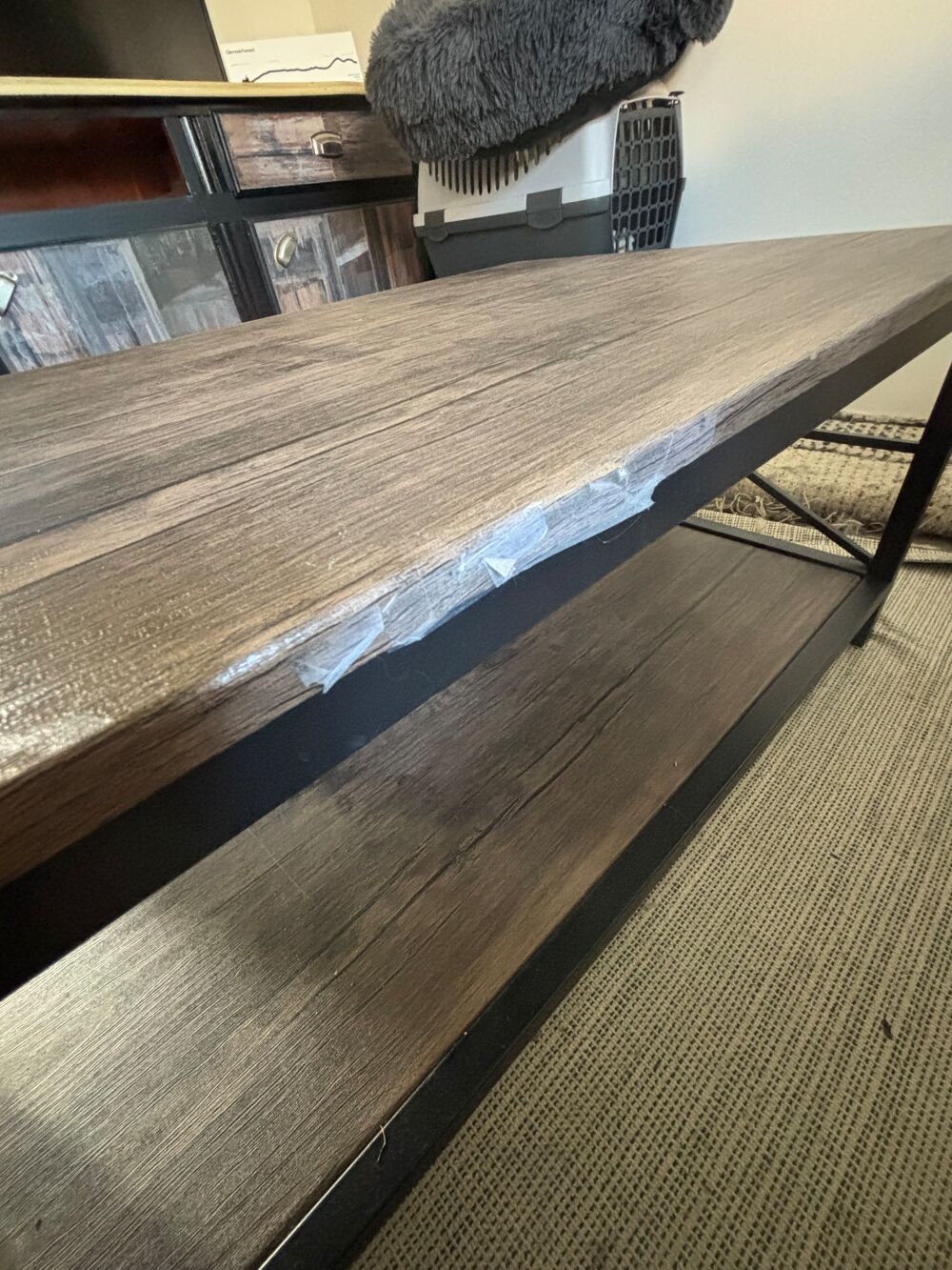 Table basse bois et m&eacute;tal Meubles