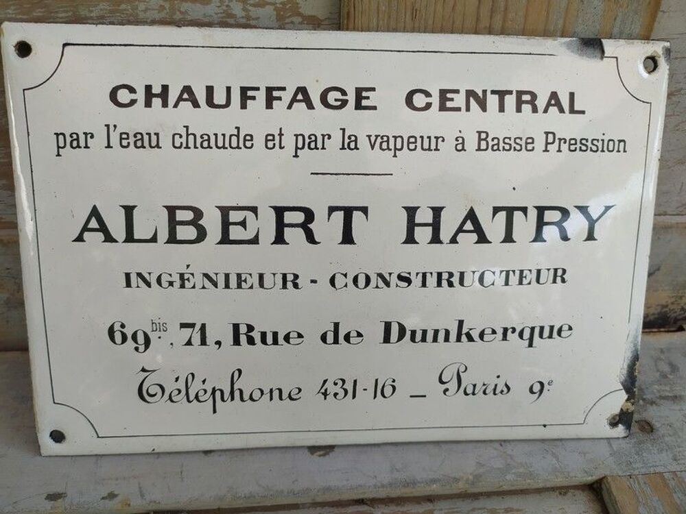 Plaque &Eacute;maill&eacute;e Chauffage Centrale Constructeur Albert Hatry 