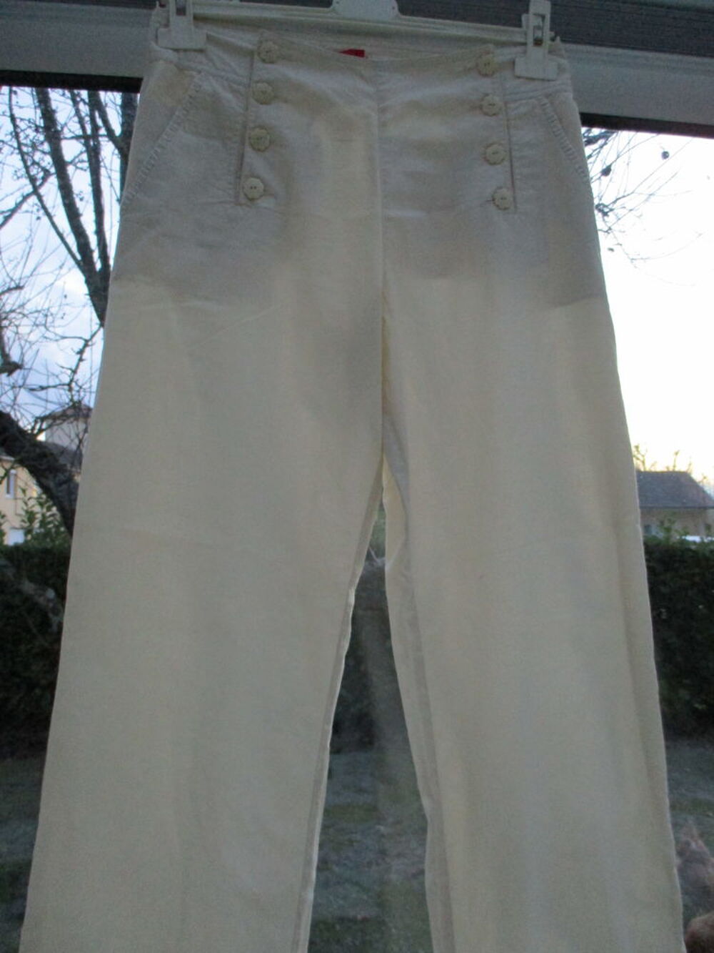 Pantalon toile blanc &eacute;cru Vtements