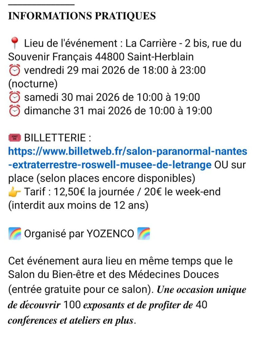 4 pass salon paranormal nantes st Herblain Billetterie
