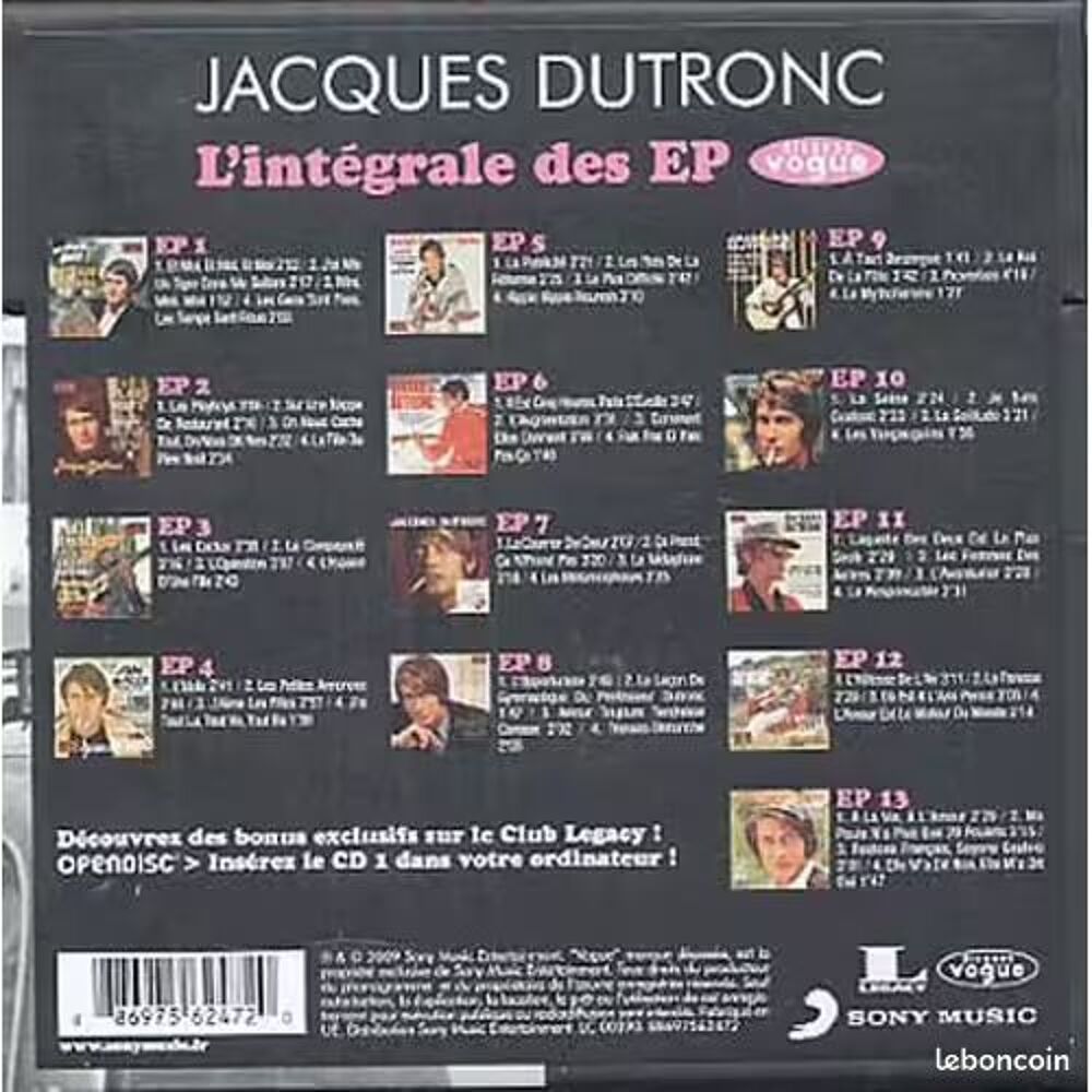L'int&eacute;grale Des Ep Vogue - Jacques Dutronc CD et vinyles
