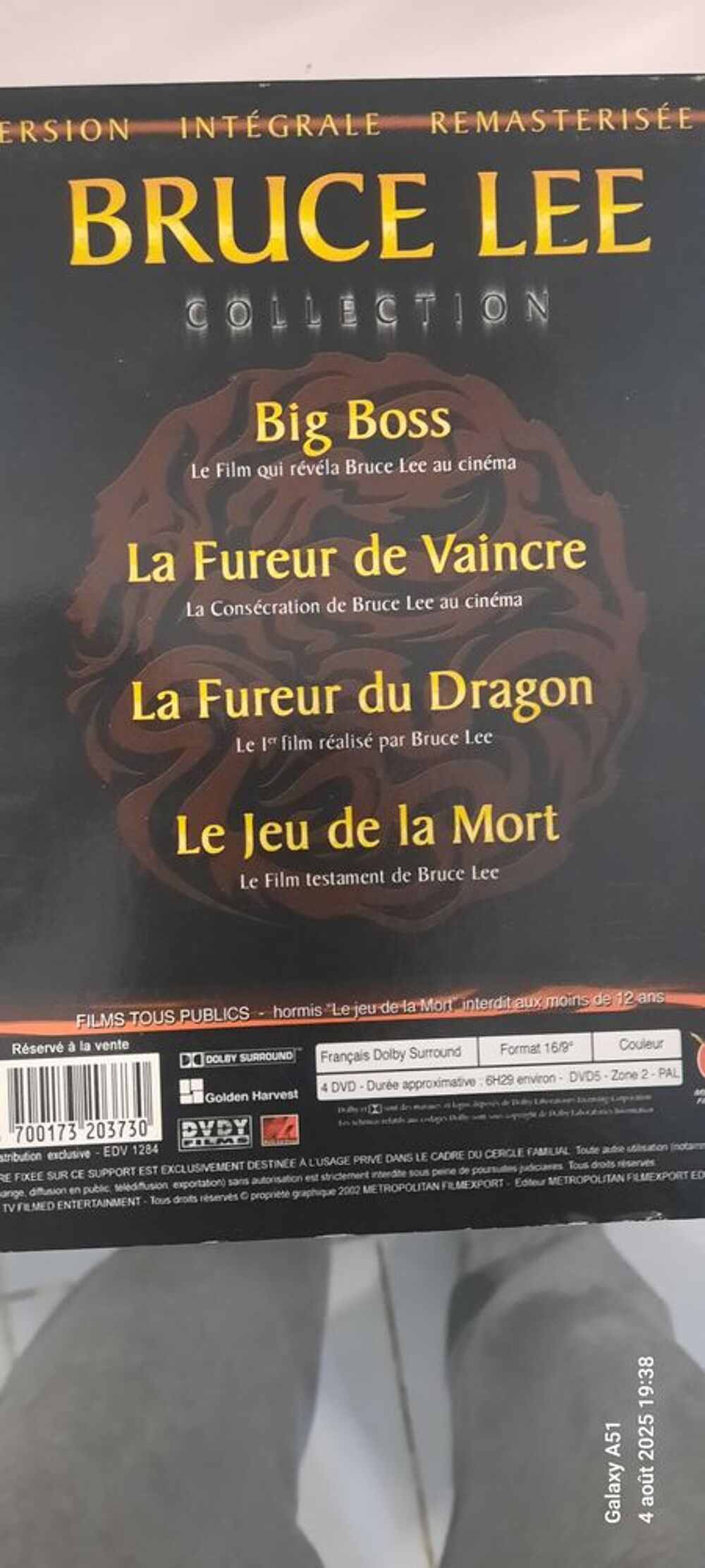 4 dvd bruce lee DVD et blu-ray