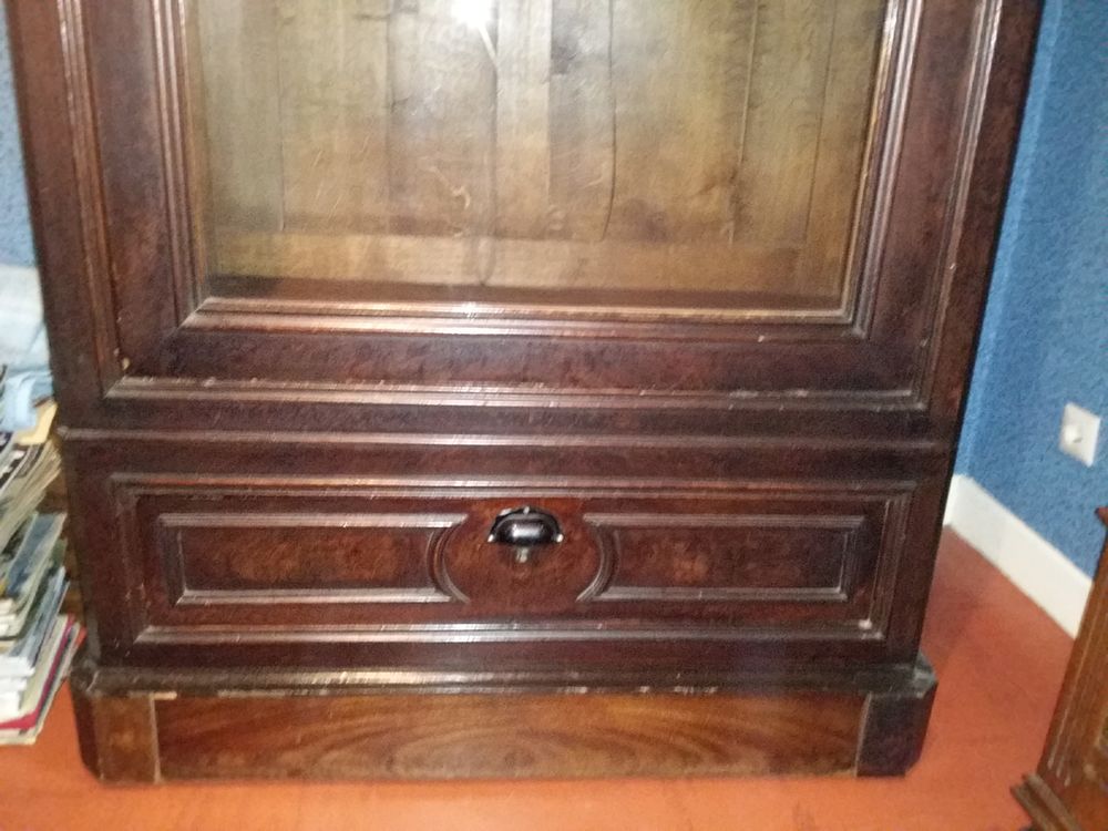 meuble biblioth&egrave;que en bois merisier vitre neuve Meubles