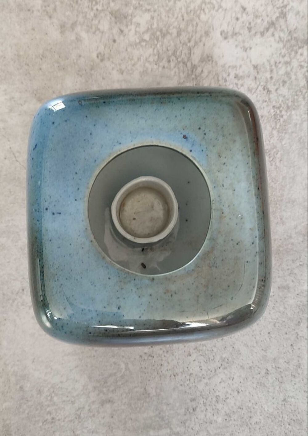 Bougeoir cube porcelaine Virebent Vintage ann&eacute;es 60 