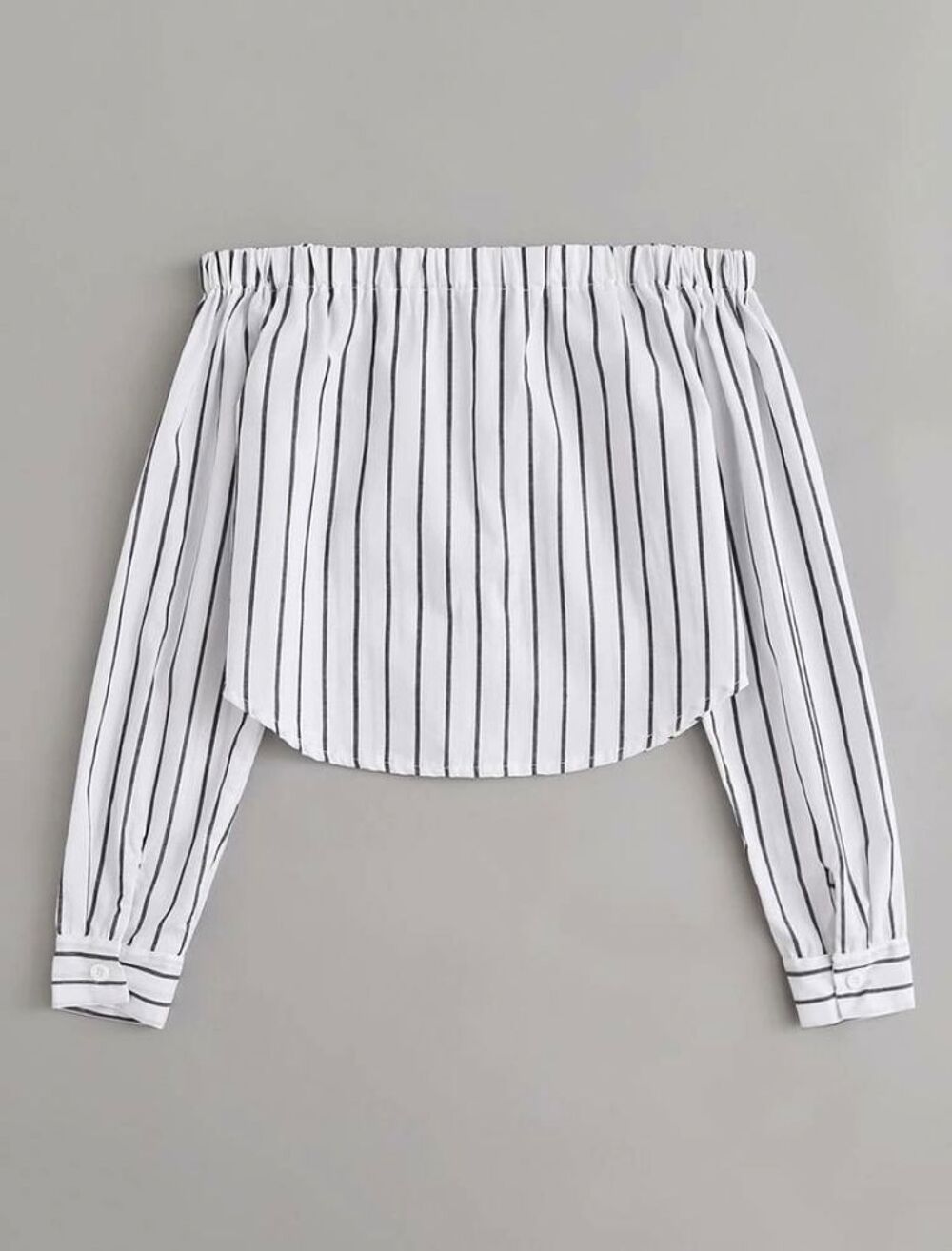 Top &agrave; rayure avec boutons et &eacute;paules d&eacute;nud&eacute;es Vêtements