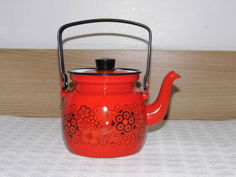 Bouilloire vintage orange fleuri en mtal 25 Petite Synthe (59)