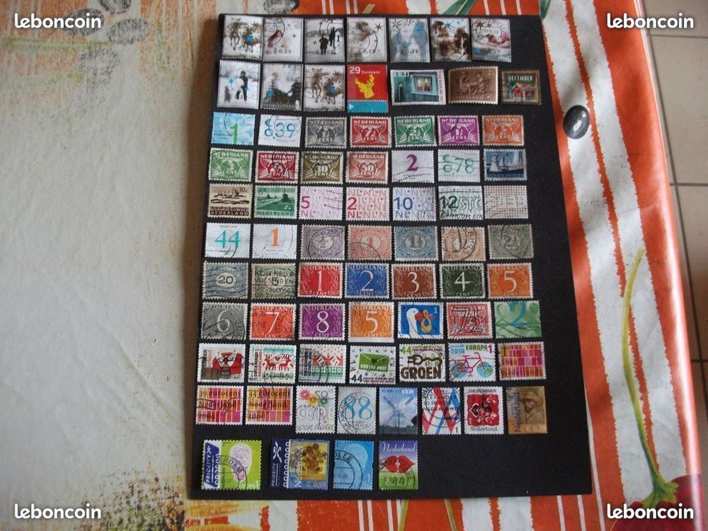 Lot de 400 timbres diff&eacute;rents et oblit&eacute;r&eacute;s Pays-Bas Hollande 