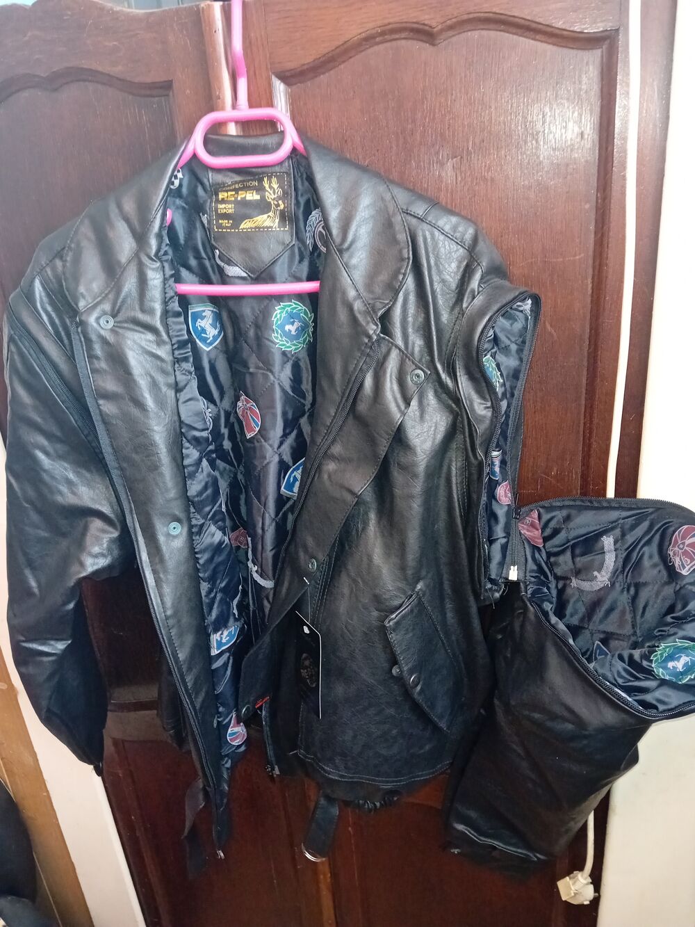 blouson cuir neuf noir MOTO Vêtements