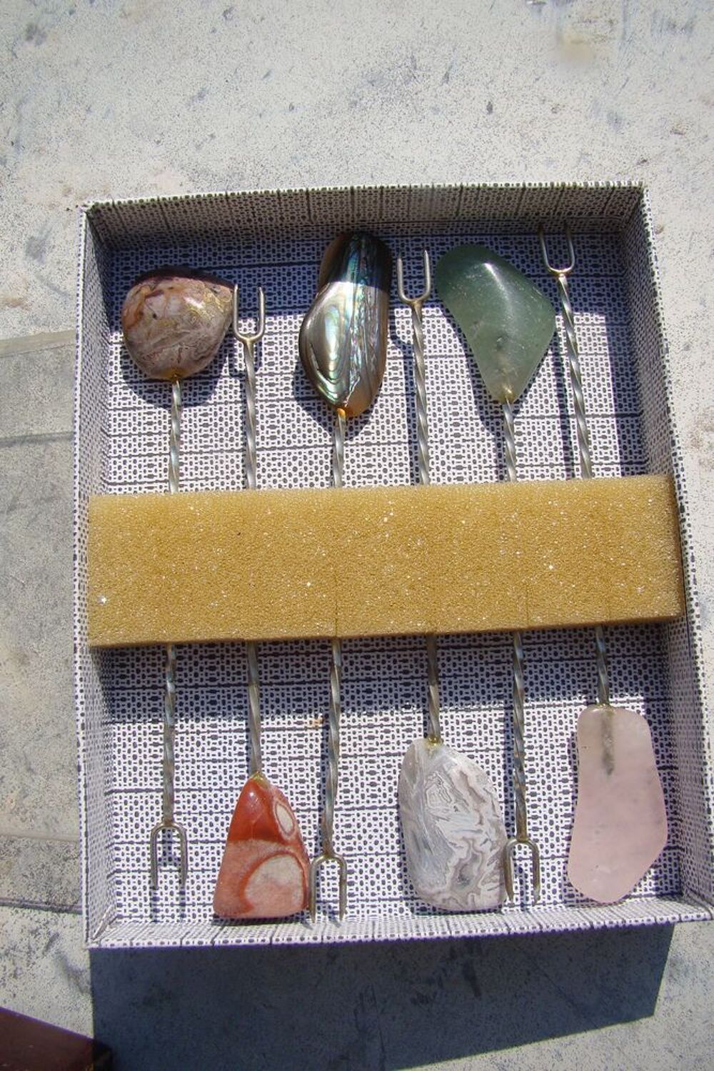 Coffret 6 piques &agrave; ap&eacute;ritif avec pierres naturelles 1960 Cuisine