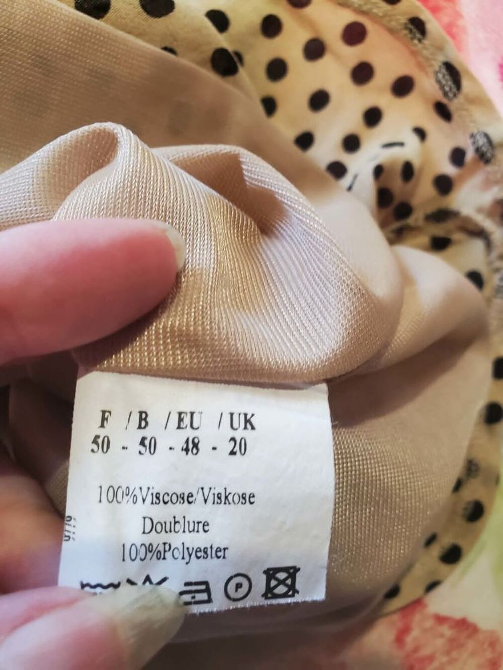 HAUT FEMME BEIGE CAMEL A POIS NOIRS T50 Vêtements