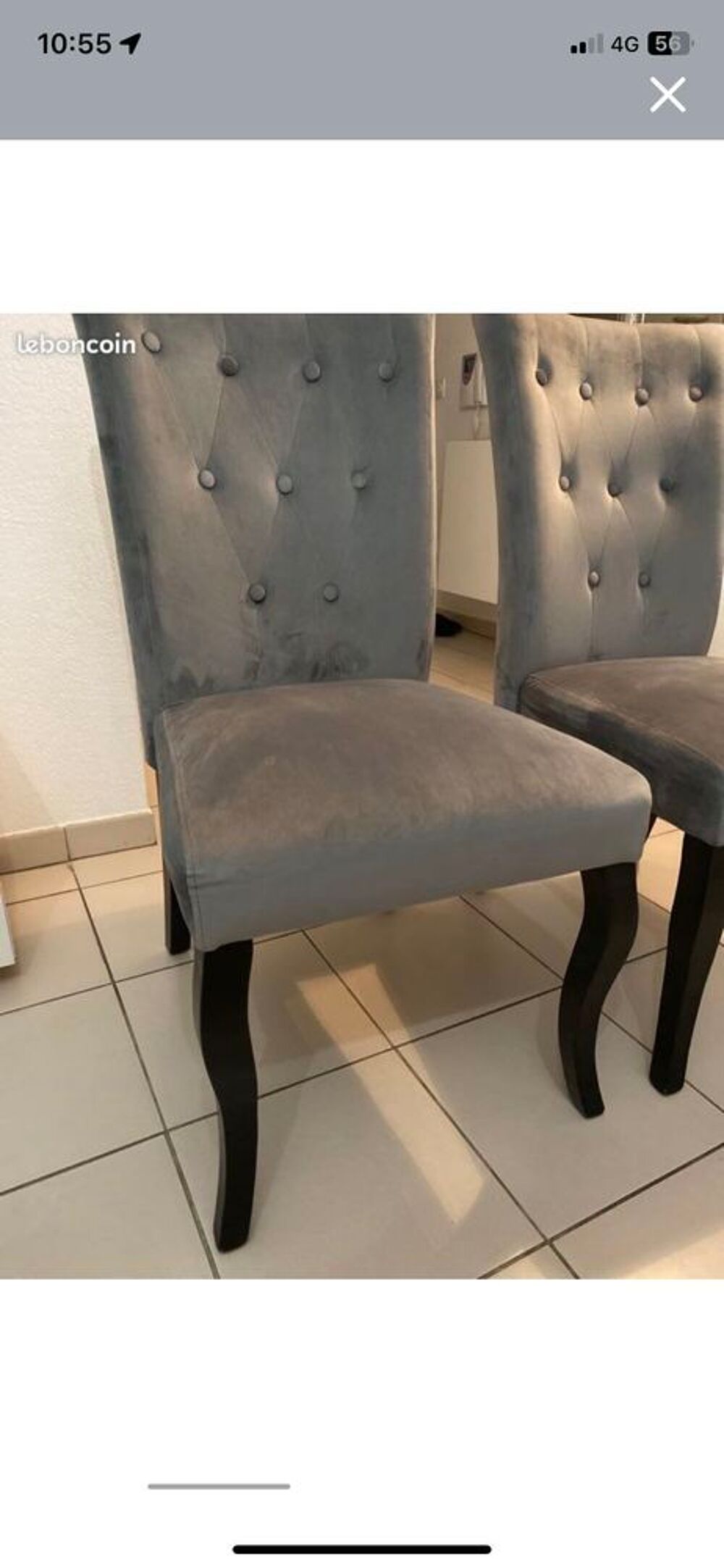 lot de 4 chaises en velours grises Meubles