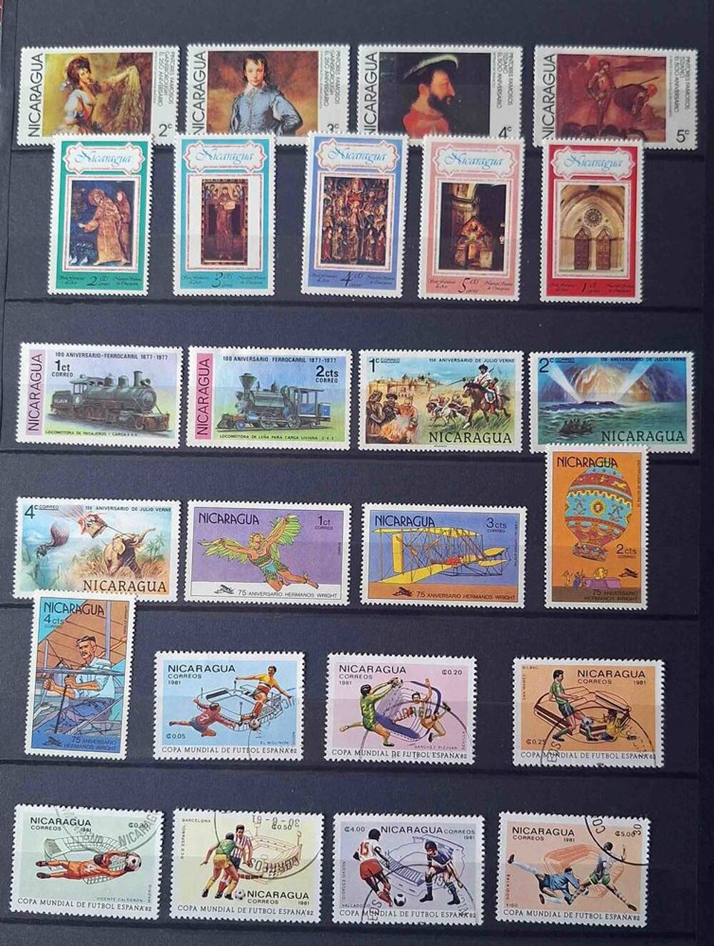 S&eacute;rie de timbres de collection du Nicaragua 