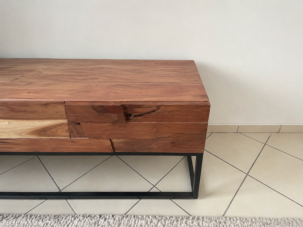 Meuble TV bois massif acacia 180cm Meubles